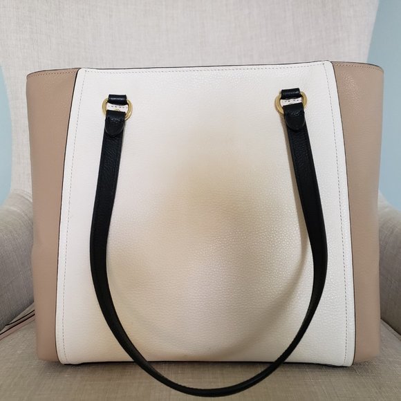 marlon tote in colorblock with whipstitch